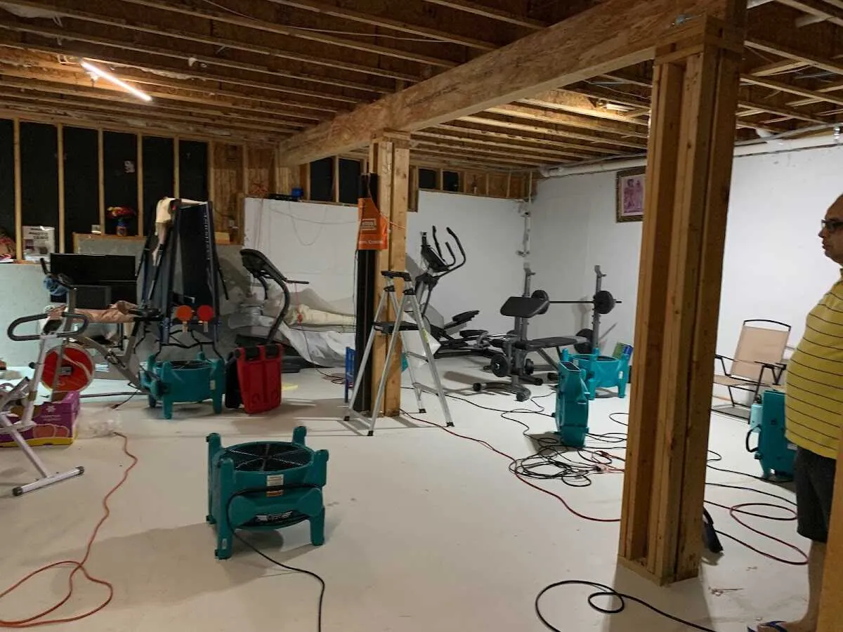 Basement drying equipment setup for Structural Drying in Leavenworth